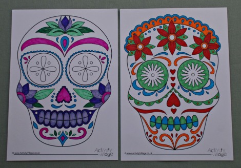 Day of the Dead colouring pages from Activity Village